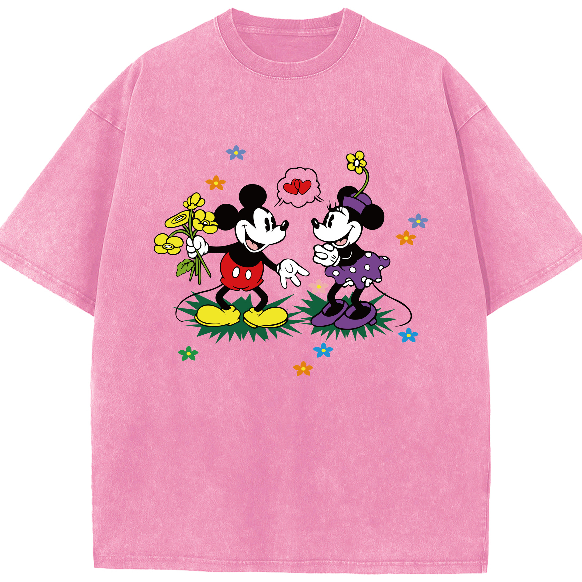 （画像用） ミッキーマウス Mickey Mouse 綿100% ヴィンテージ風 半袖Tシャツ（フロントプリント）